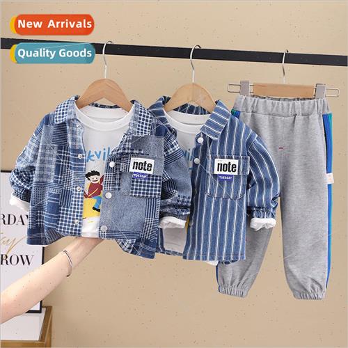 New boys spring and fall suit children model 2023 denim jack