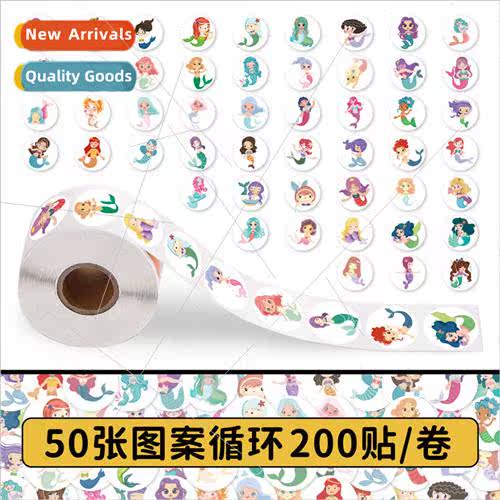 200 Stickers Mermaid Roll Stickers Mermaid Princess Seal Sti