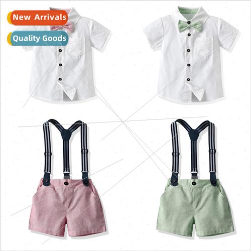 Summer Childrens Bowknot Short Sleeve Lapel Cardigan Dress S