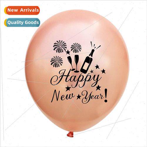 12 inch rose gold happy new year latex round balloon christm