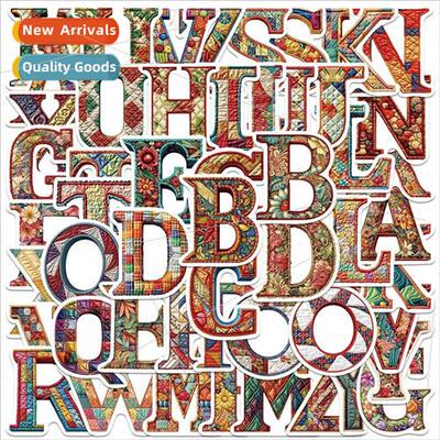 52 pcs of 26 British  English letters vintage art stickers l