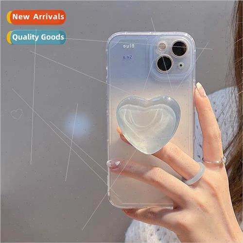 ins simple gradient blue 13/14ProMax love stand iPhone12 适