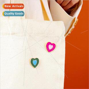 Colorful Heart Brooch Peach Heart Jewelry strous Metal Badge