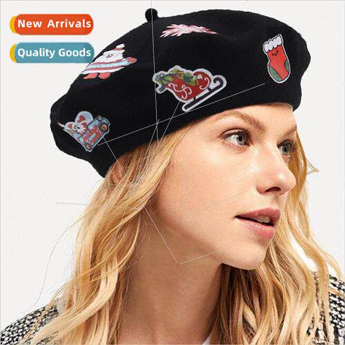 Beret Japanese sweet Christmas elements red wool nylon femal