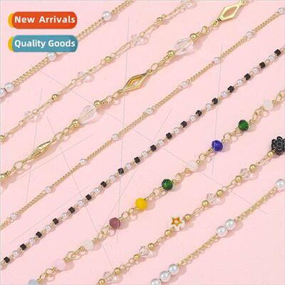 Electroplated 14k gold-plated pearl/zircon chain handmade di