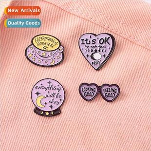 badge creative cartoon English cup alloy love geomet letters