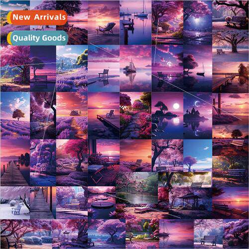 50 romantic purple serene landscape doodle stickers decorati