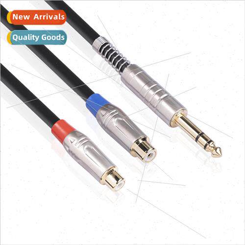 Zinc alloy shell gold-plated plug stereo 6.35 male to dual R