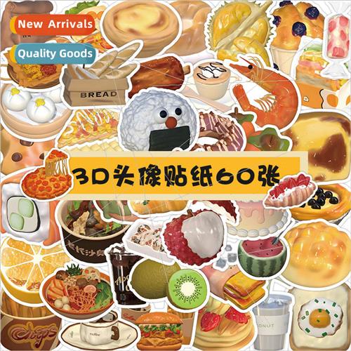 60 ins  3D food avatar stickers decorative laptop ipad stick