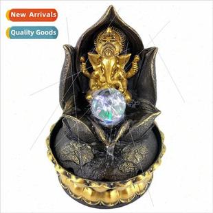 Water Crafts Resin India Fountain Elephant Flowing Buddha