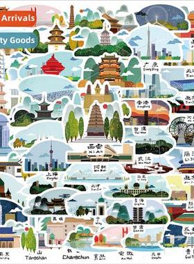 50 pieces of landmarks around the country graffiti stickers