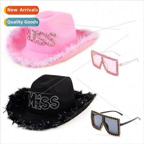 Feather Crown Letter Bowler Hat Western Cowboy Hat Stage Jaz