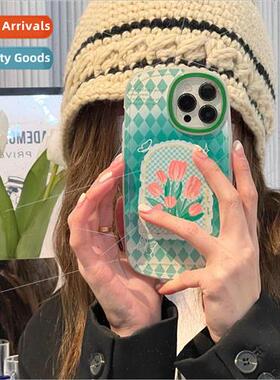 适用 iPhone13promax pink tulip apple 12 case 11 green diamon