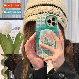 tulip apple green iPhone13promax diamon pink case 适用