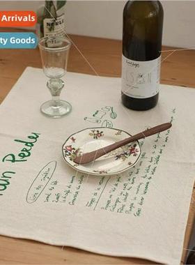 ins  French printed placemats Korean bloggers vintage blue a