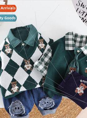 Spring and fall  boys sweater undershirt shirt suit long-sle