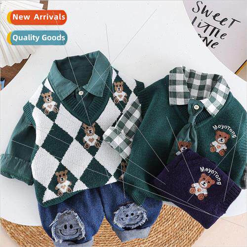 Spring and fall  boys sweater undershirt shirt suit long-sle