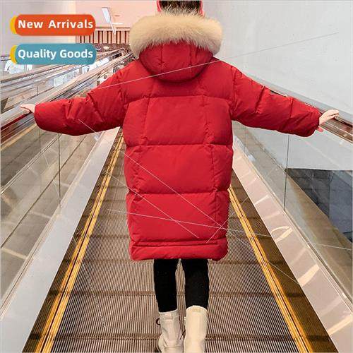 Girls down jacket winter medium-length 2023 new childrens cl