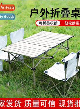 Outdoor folding table and chairs set portable aluminum alloy