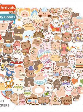100 self-created cartoon cute ins bear girl handbook sticker
