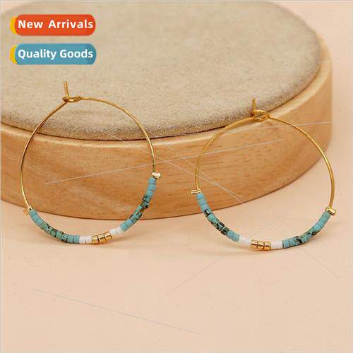 Ins Style Personalized Round Rainbow Color Rice Beads Beaded