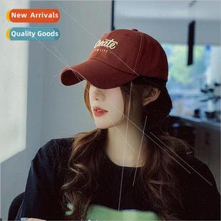 tongue ins brim curved cap duck Cieate letters female Hat