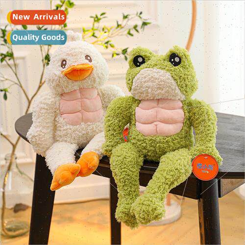 New fitness duck frog plush toys quirky muscle frog doll bed
