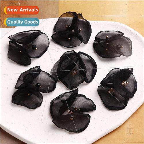 Personalized dark wind yarn flower mesh crystal petals diy h