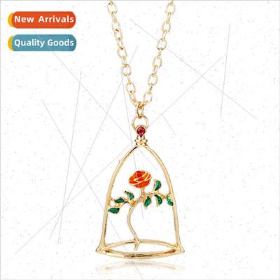 New Beauty and the Beast rose necklace Belle fashion hundred