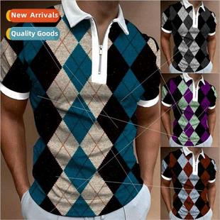 printing casual polo sleeved digital short Summer lapel