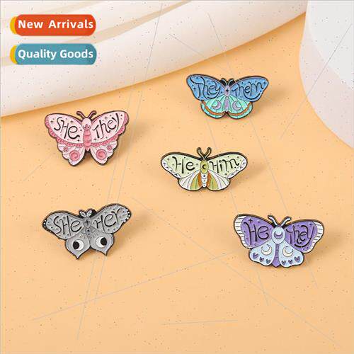 Moth Insect Butterfly Brooch Metal Badge English Wings Eyes