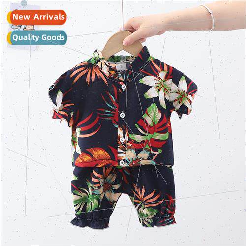 Summer short-sleeved floral shirt shorts suit childrens vaca