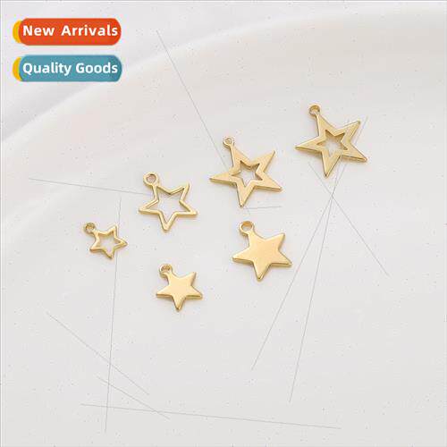 Color preservation 14K package hollow gold glossy pentagram