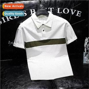sleeved polo shirt Summer lapel short mens splicing