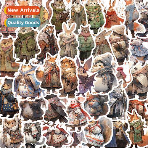 50 cartoon winter animals cute stickers material decoration