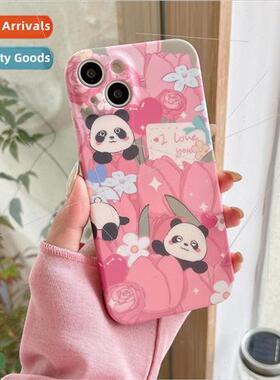 Cartoon cute tulip panda 适用 iPhone 12 case Apple 14 Female