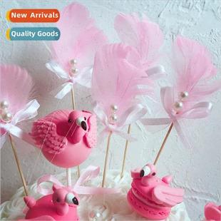 beads colorful cake aesthetic candy bow flip Ins feathers