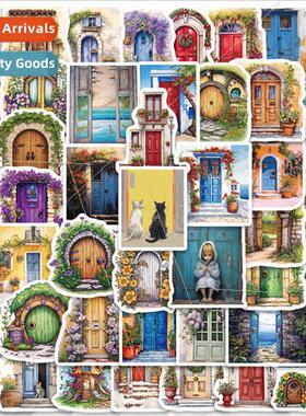 50 new cartoon flower door and cat stickers luggage laptop r
