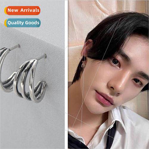 StrayKids group Hwang Hyun- earrings minimalist coil circle