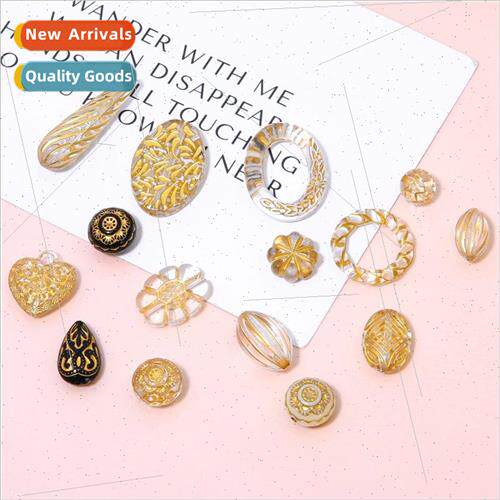 Vintage baroque gold drop flower love beads handmade diy ear