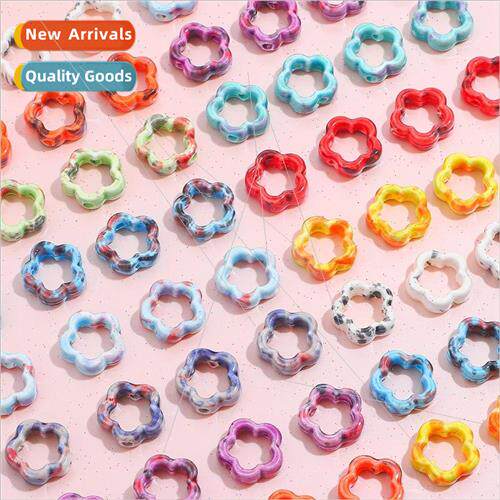 Ink irregular hollow plum blossom ceramic beads handmade diy