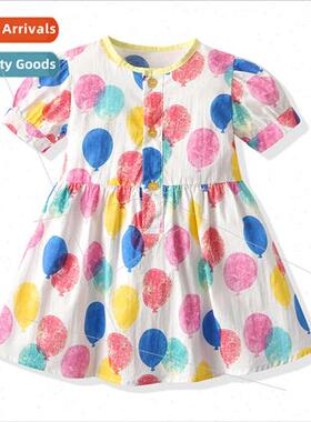 Summer girls dresses new 2023 balloon printing bubble short-