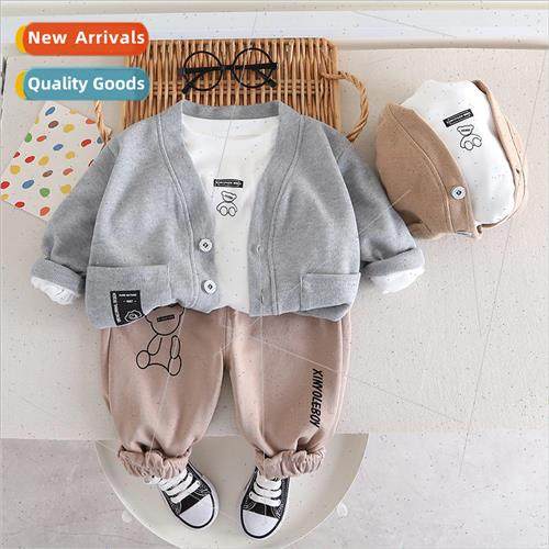 2023 Autumn new boys 1987 smiley solid color round neck card