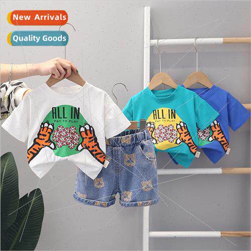 2023 summer new boys handsome round neck short sleeve suit b