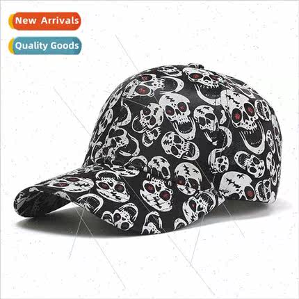 Halloween hat atmosphere quirky skull baseball cap men and w