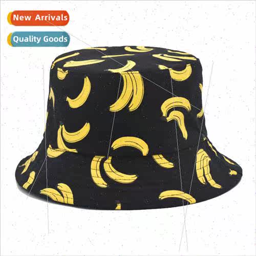 New banana print fisherman hat men and women summer set leis