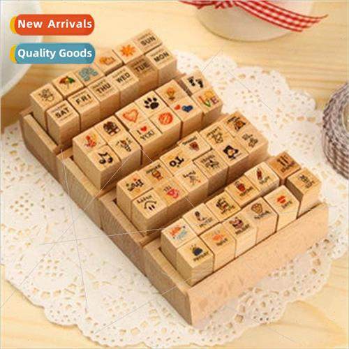 Korea stationery wooden box small stamp creative joyfill cut