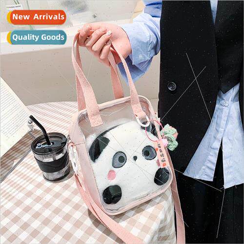 Korea cute small fresh plaid handbag 2022 new cartoon transp