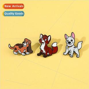 animal badge around cute hound small and Cartoon fox