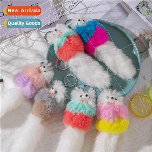 Ins cartoon cute fox tail keychain plush doll imitation rabb